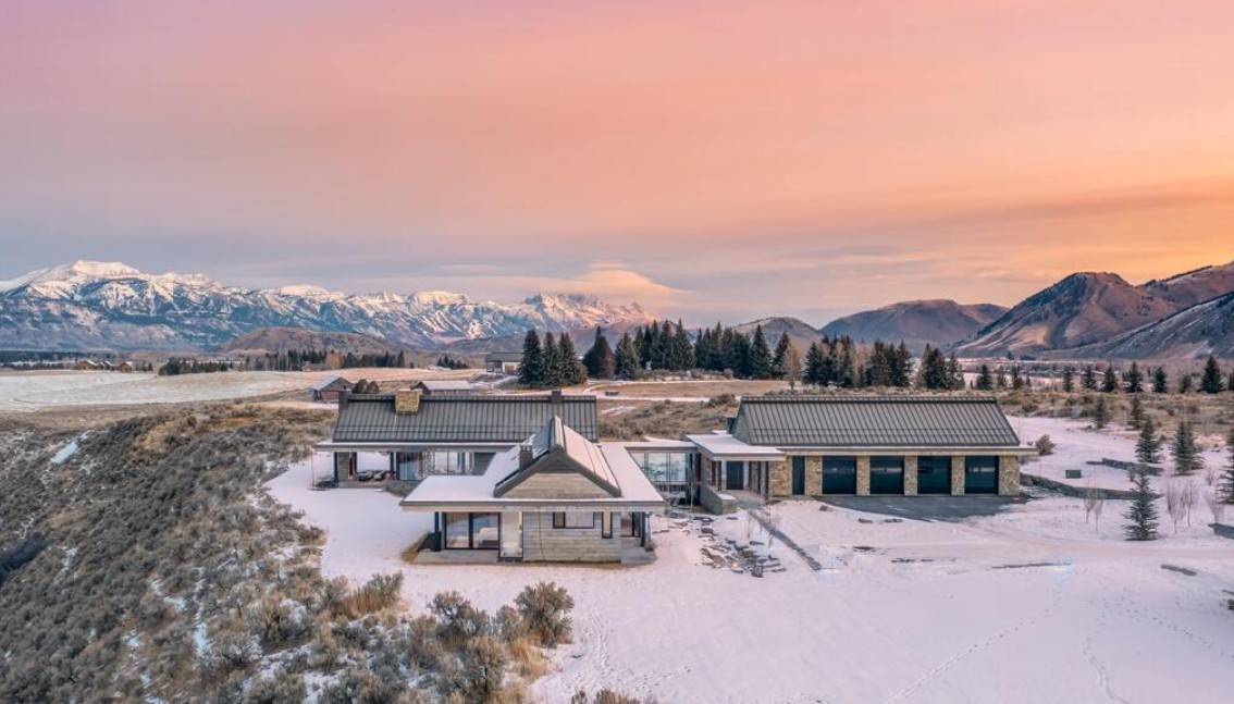 Great room with Teton views, Teton Valley custom home Jackson WY