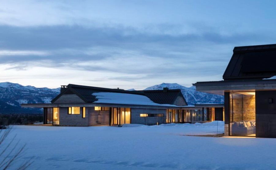 Primary suite with mountain views, Teton Valley custom home
