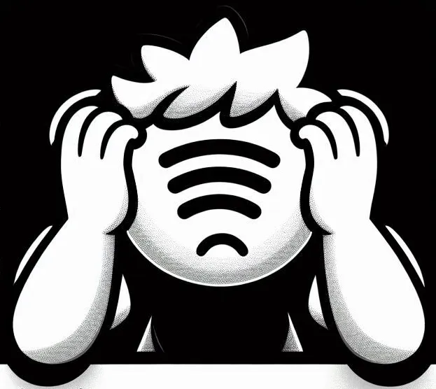 A frustrated Spotify user struggling to navigate the app.