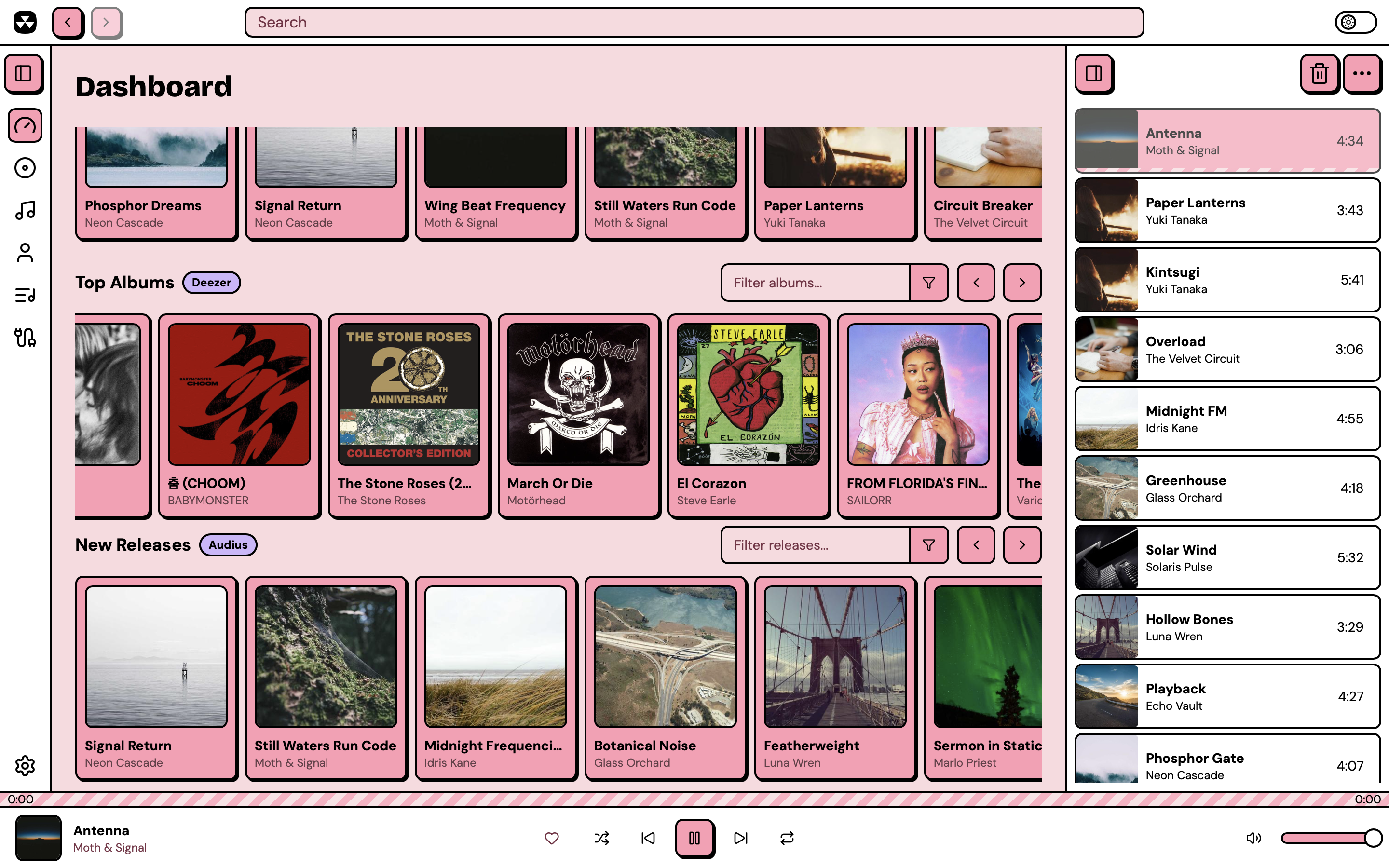 Nuclear Music Player - Dashboard
