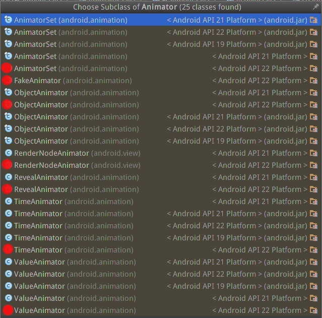 Animator 的子类关系