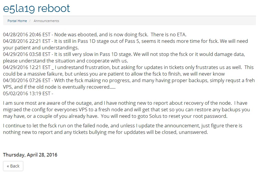 error &amp; reboot