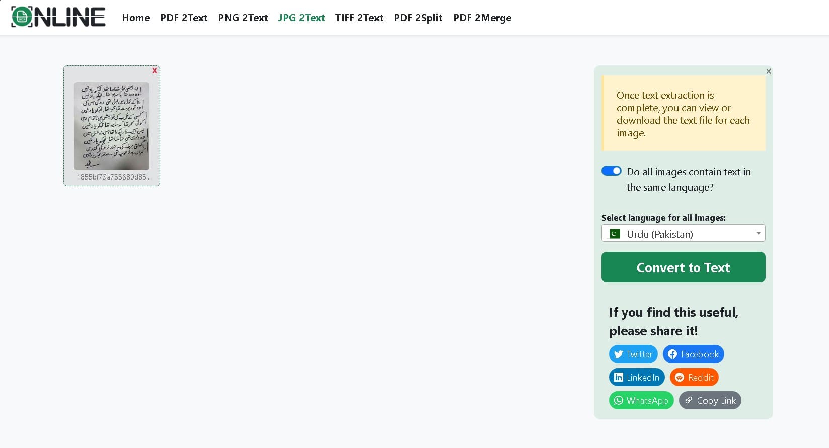 JPG to Text Converter