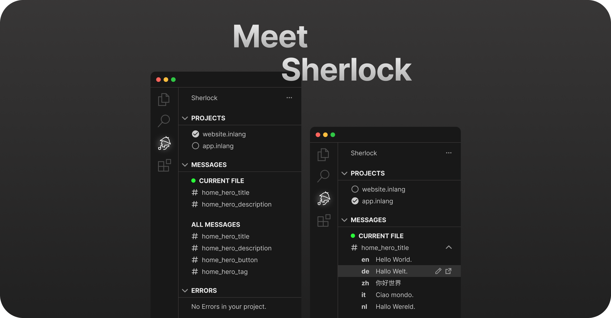 Visual Studio Code extension (Sherlock) header image