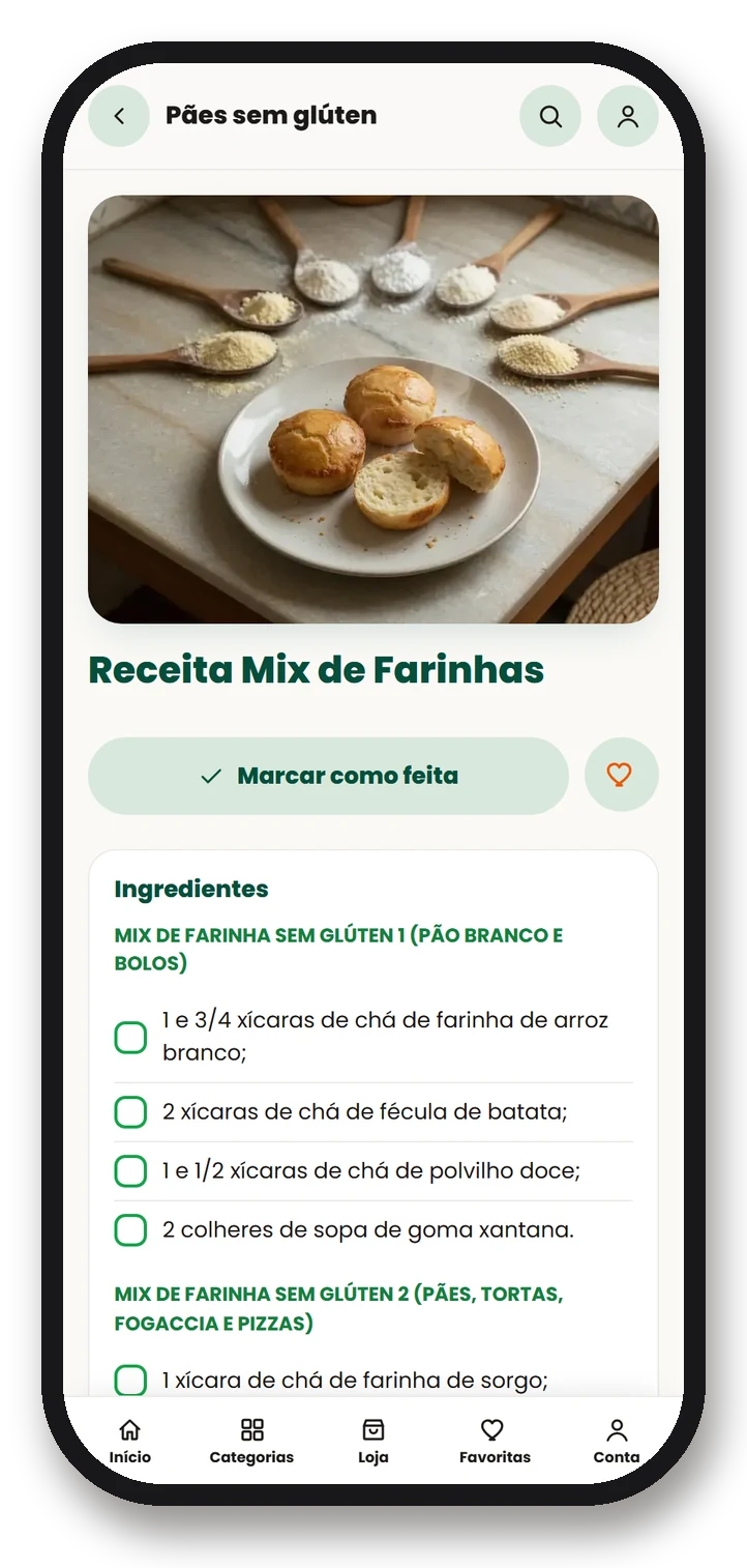 Receita aberta com checklist