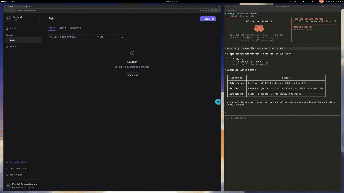 Domscribe demo — click an element, capture context, resolve to source