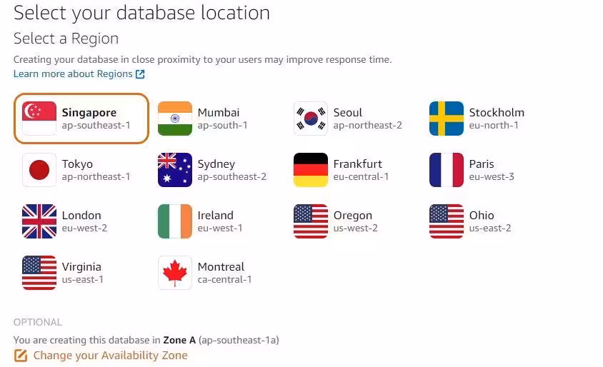 region database server lightsail