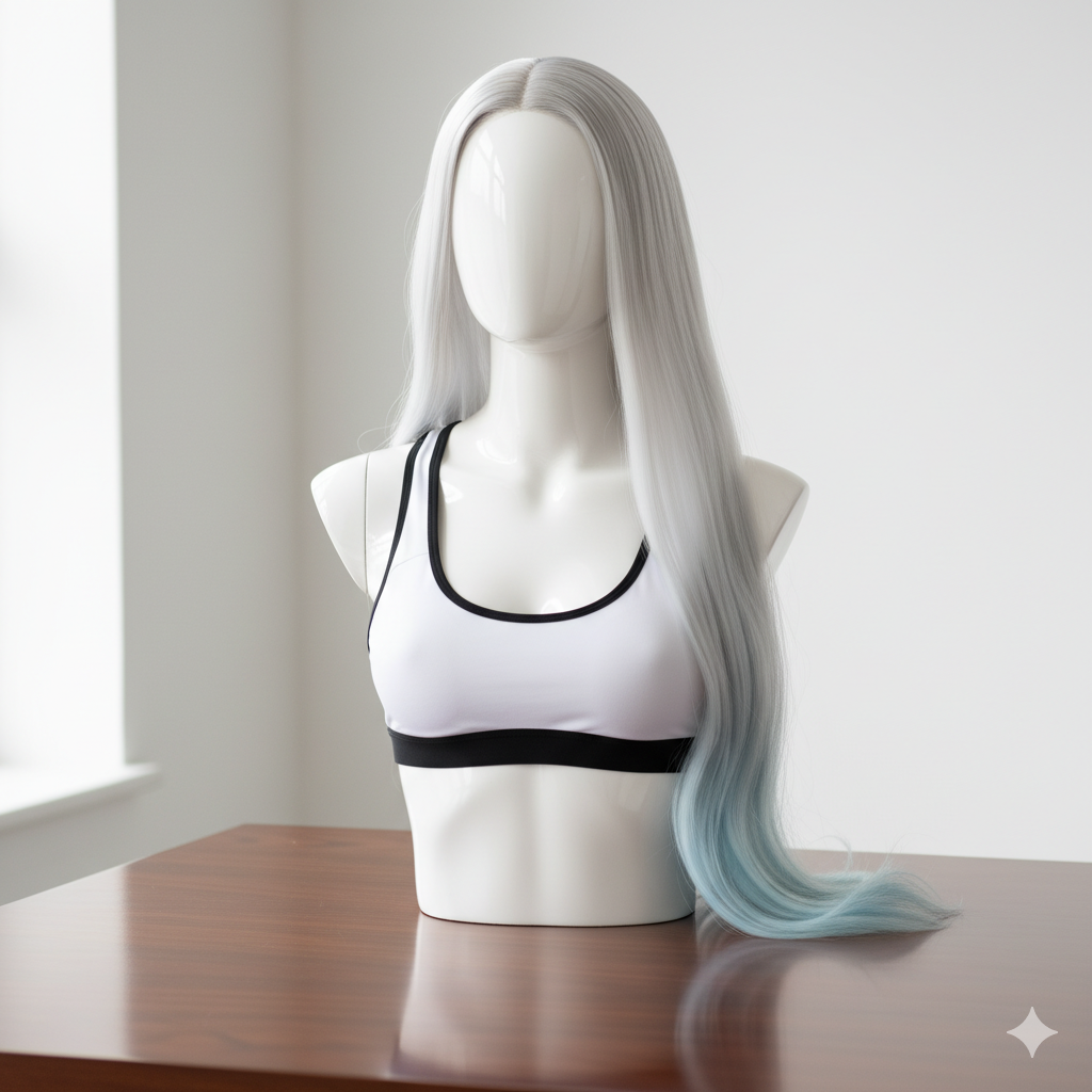 Silver hair with blue ombre tips