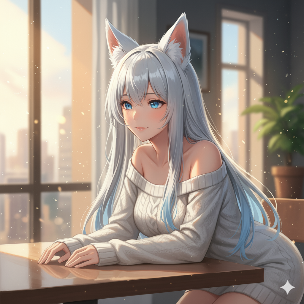 Hands flat at the table