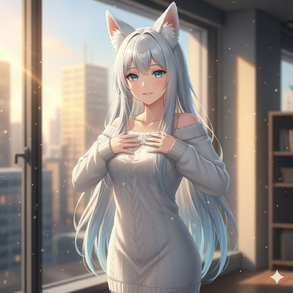 Resting both hands on chest