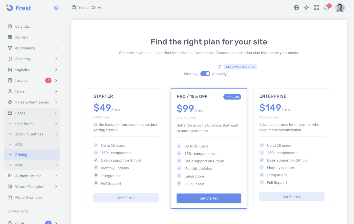 frest-pricing-page-demo