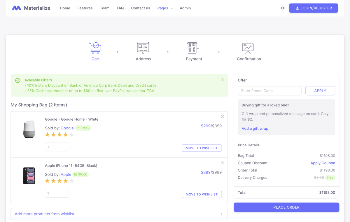 materialize-front-checkout-page-demo