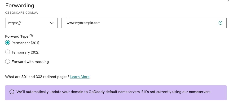 Forwarding in Godaddy