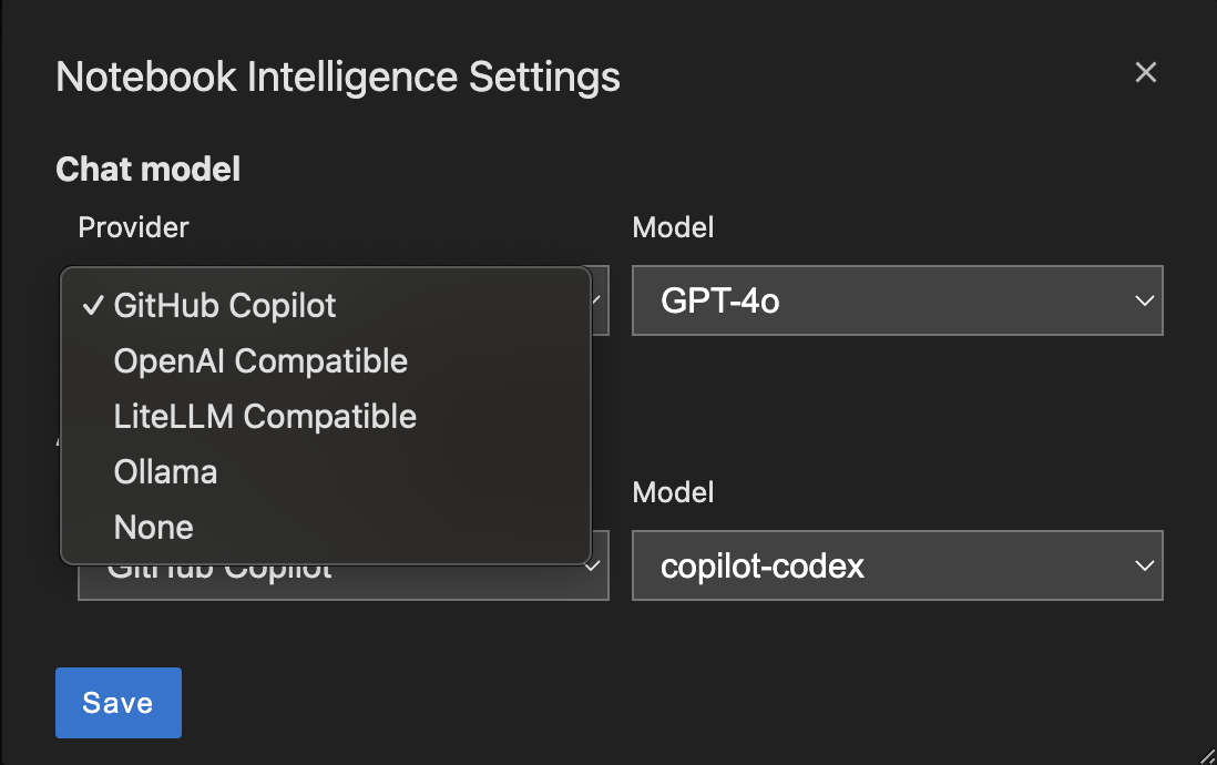 Settings dialog