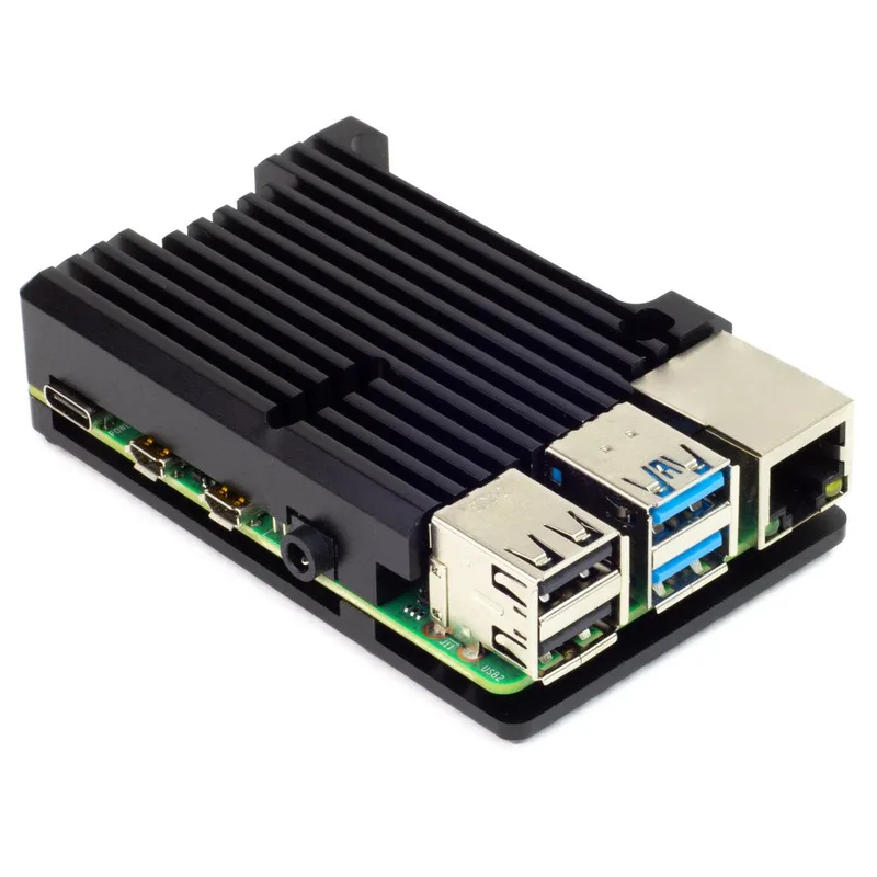 Raspberry Pi 4用アルミヒートシンクケース（ブラック）