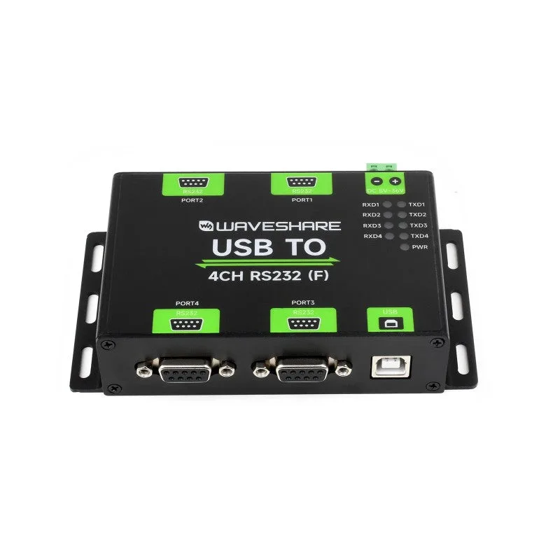 Waveshare Industrieller isolierter USB-zu-4-Kanal-RS232-Konverter, Steckeranschluss