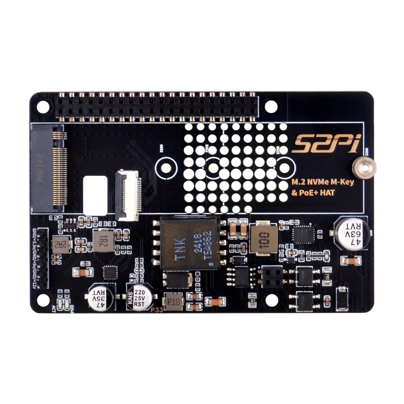 52Pi P33 M.2 NVMe 2280 PoE+ HAT Extension Board for Raspberry Pi 5, Support M.2 NVMe SSDs  2230/2242/2260/2280