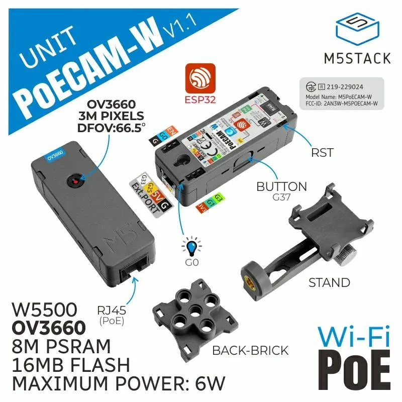 M5Stack PoEカメラ Wi-Fi付き(OV3660) 1