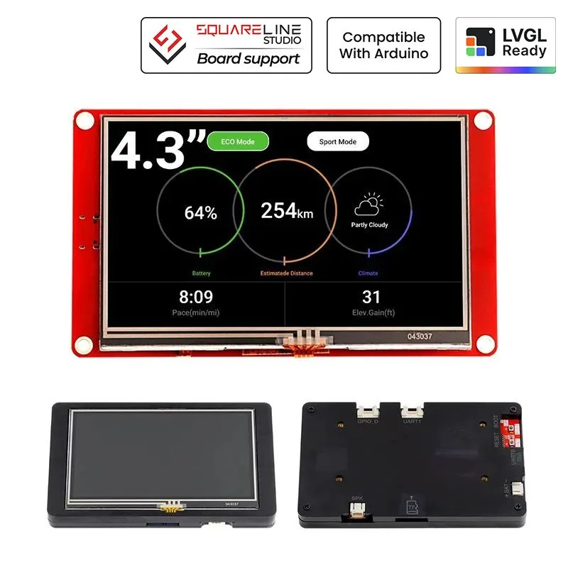 CrowPanel 4.3inch-HMI ESP32 Display 480x272 RGB TFT LCD Touch Screen Compatible with Arduino/LVGL/ PlatformIO/Micropython