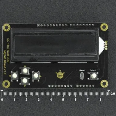I2C接続キャラクタ液晶シールド（RGBバックライト、背景色：黒）