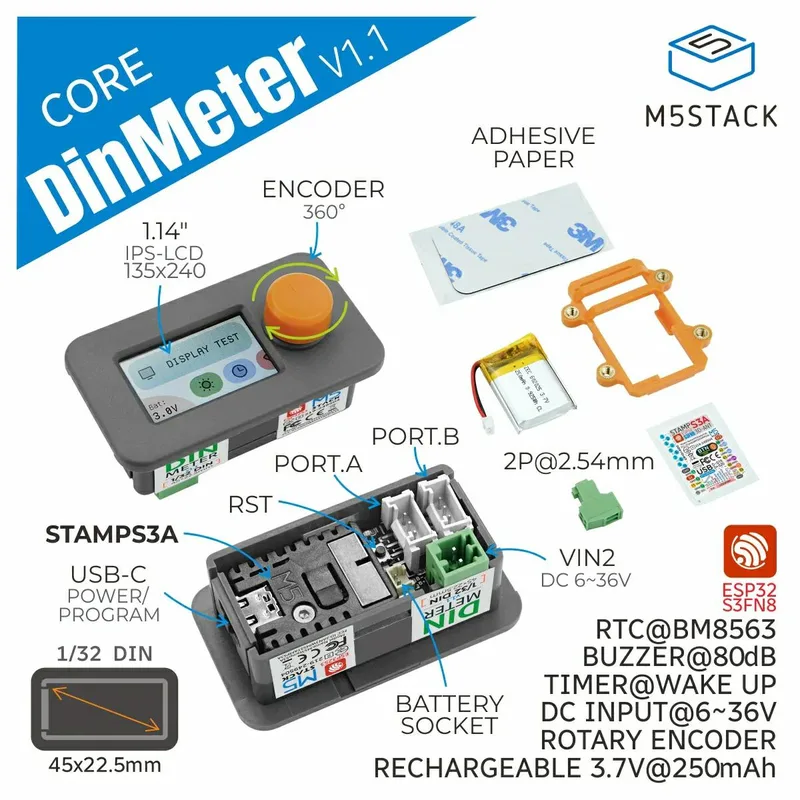 M5Stack Din Meter v1.1（M5Stamp S3A搭載）