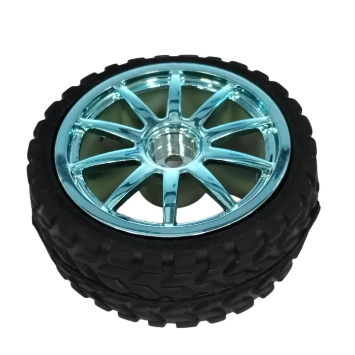 65mm Robot Smart Car Rubber Wheel Light Blue Color