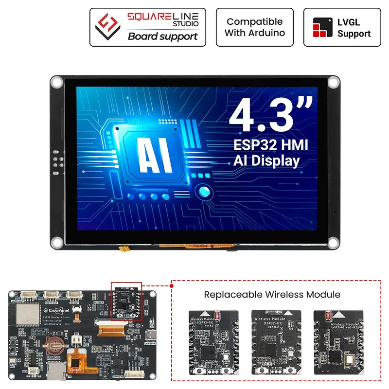 CrowPanel Advance 4.3" HMI Intelligentes IPS-Touch-Display (800x480) für IoT und industrielle Anwendungen