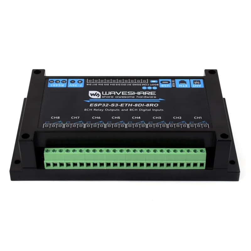 8-Channel ESP32-S3 WiFi Relay Module with RS485 (PoE Option)