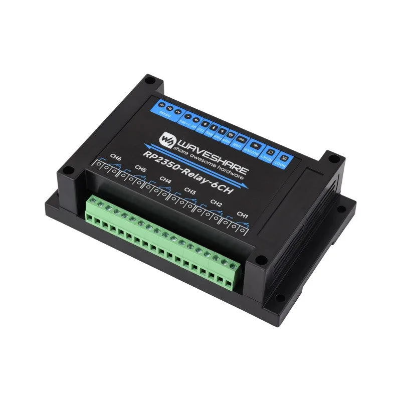 Waveshare Industrielles 6-Kanal-Relaismodul RP2350, integrierte RS485-/Pico-HAT-Schnittstellen