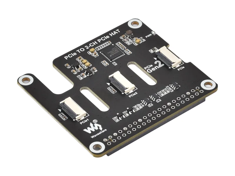 Raspberry Pi 5 Dual PCIe FFC Adapter Board – Multi-HAT Stacking Capability