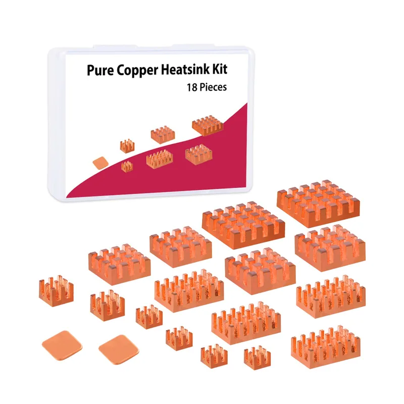 52Pi Copper Heatsinks for Raspberry Pi 5 and Raspberry Pi 4 Model B (18PCS )