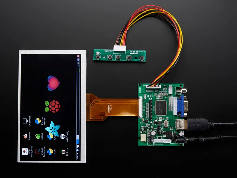 HDMI 4 Pi: 7" Display no Touchscreen 800x480 - HDMI/VGA/NTSC/PAL