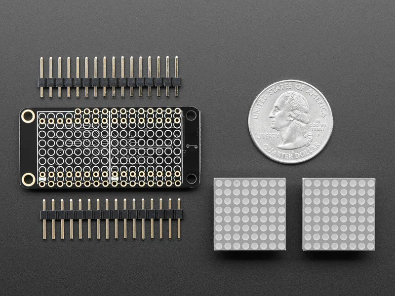 Adafruit 0.8" 8x16 LED Matrix FeatherWing Display Kit - Blue