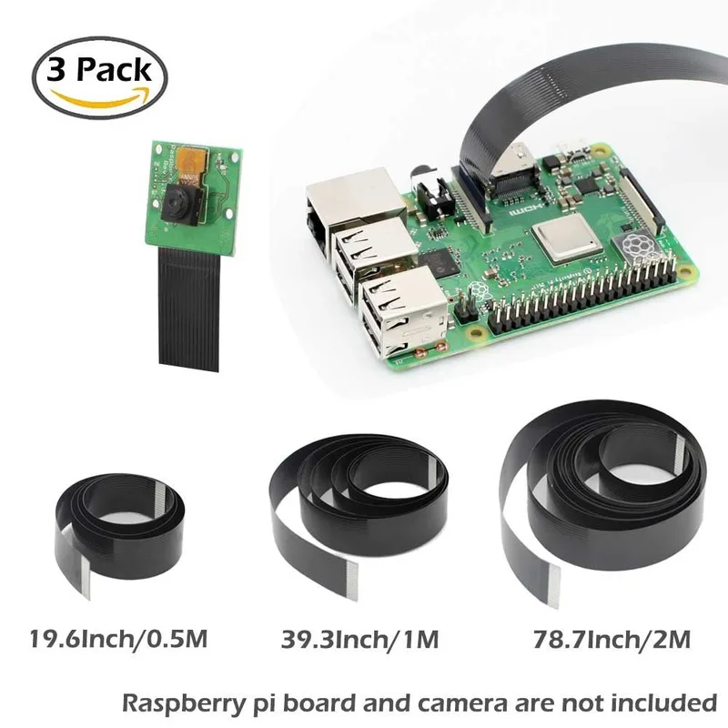 52Pi 2M 1M 50CM 3 PCS Raspberry Pi 3 Camera Cable Ribbon FFC 15pin 0.5mm Pitch Flat Wire for RPI Model B Camera Line