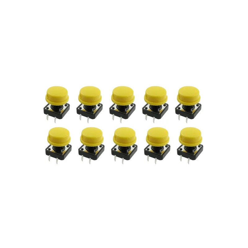 10 pcs 12mm Tactile Switch with Yellow Cap