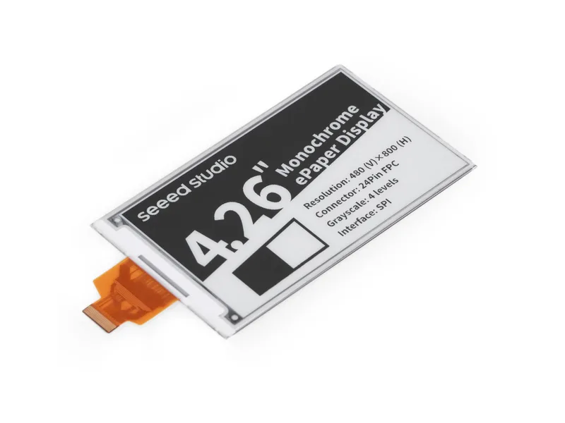 4.26" Monochrome ePaper Display with 800x480 Pixels, SPI interface, Support XIAO/Arduino