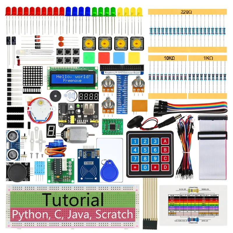 Freenove RFID Starter Kit for Raspberry Pi 5 4 B 3 B+ 400 Zero 2 W, 927-Page Detailed Tutorial, Python C Java Scratch Processing Code, 204 Items, 122 Projects