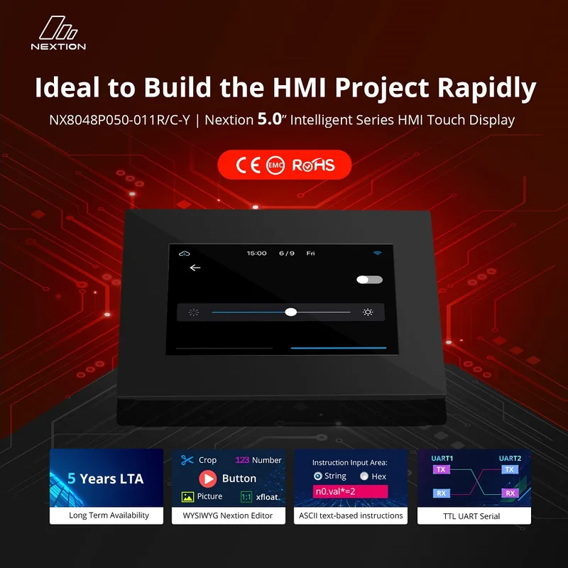 Nextion NX8048P050-011C-Y 5,0" HMI TFT Display mit kapazitivem Touch und Gehäuse
