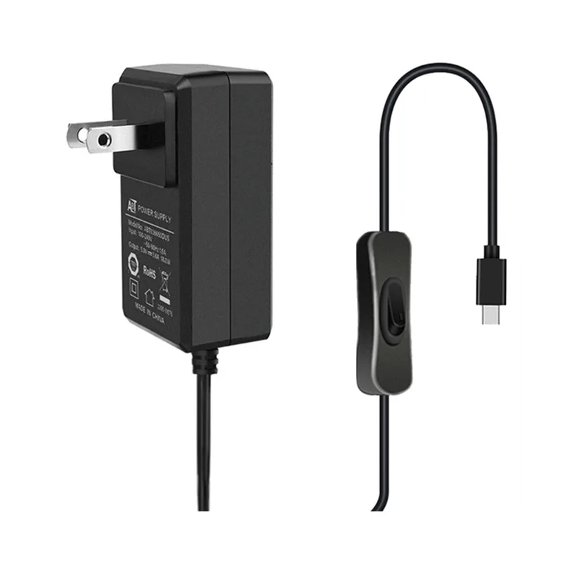 52Pi 5V 3.6A US Plug Power Supply Adapter with Switch-on/off Cable