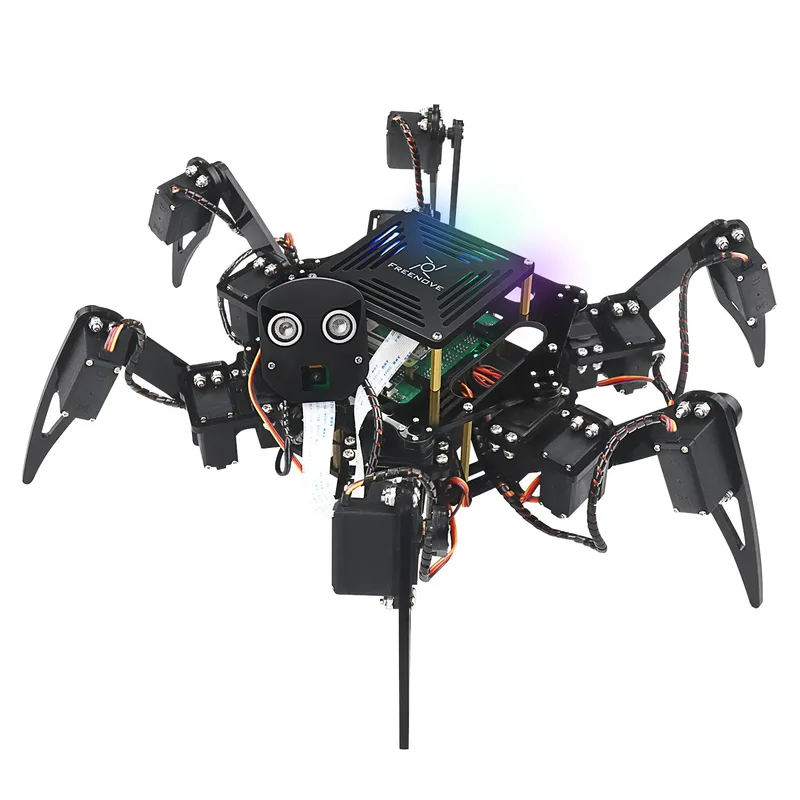 Freenove Big Hexapod Robot Kit for Raspberry Pi 5 4 B 3 B+ Zero 2 W, Walking, Self Balancing, Face Recognition, Ultrasonic Ranging, App Control, Camera, Servo