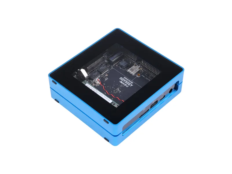 ODYSSEY Blue J4125 v2 Mini PC(TELEC) - Mini PC with 128GB M.2 SATA, Linux and Arduino Core, dual 2.5 Gigabit Ethernet NICs, 4K output, RP2040, fan heat dissipation, case assembled