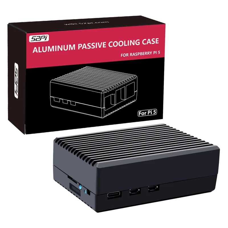 52Pi Aluminum Passive Cooling Case Black Enlosure Shell for Raspberry Pi 5