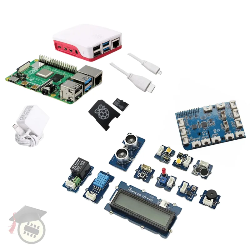 Pakronics® Raspberry Pi® 4 Model B Starter Kit with Grove Pi+ (CE Cerified) - White