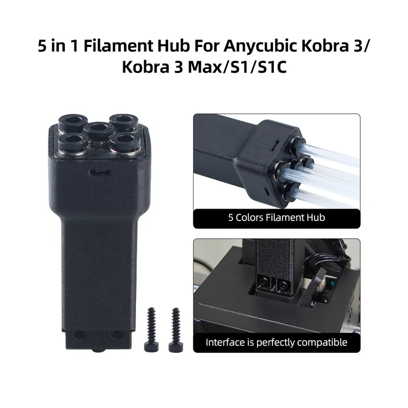 5-in-1 Filament Hub Adapter for Anycubic Kobra 3/Kobra 3 Max/S1/S1C 3D Printer