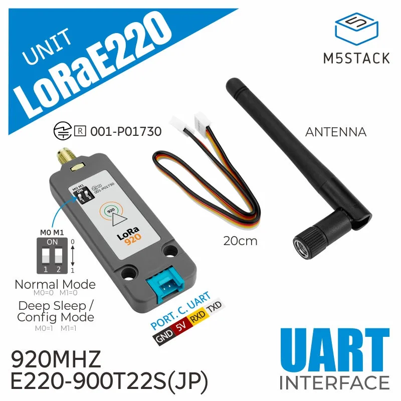 M5Stack用LoRaユニット JPバージョン アンテナ付（E220-900T22S）