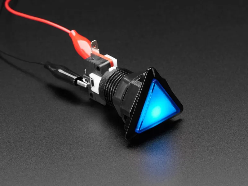 LED Illuminated Triangle Pushbutton A.K.A 1960s Sci-Fi Buttons Blue