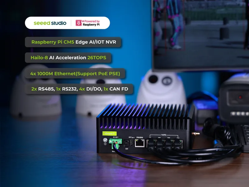 reComputer Industrial R2245-12  16GBバージョン（Raspberry Pi CM5、Halio-8 AIアクセラレータ搭載）