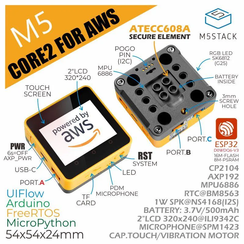 M5Stack Core2 for AWS - ESP32 IoT開発キット--在庫限り