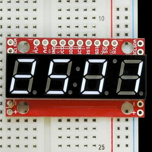 シリアル接続7セグメント4桁LED(白)
