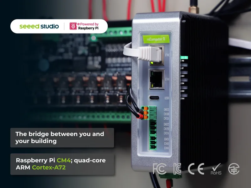reComputer R1013-10 - Raspberry Pi IoT Gateway & Controller, CM4-Powered, AI Capable | 2GB RAM, 8GB eMMC